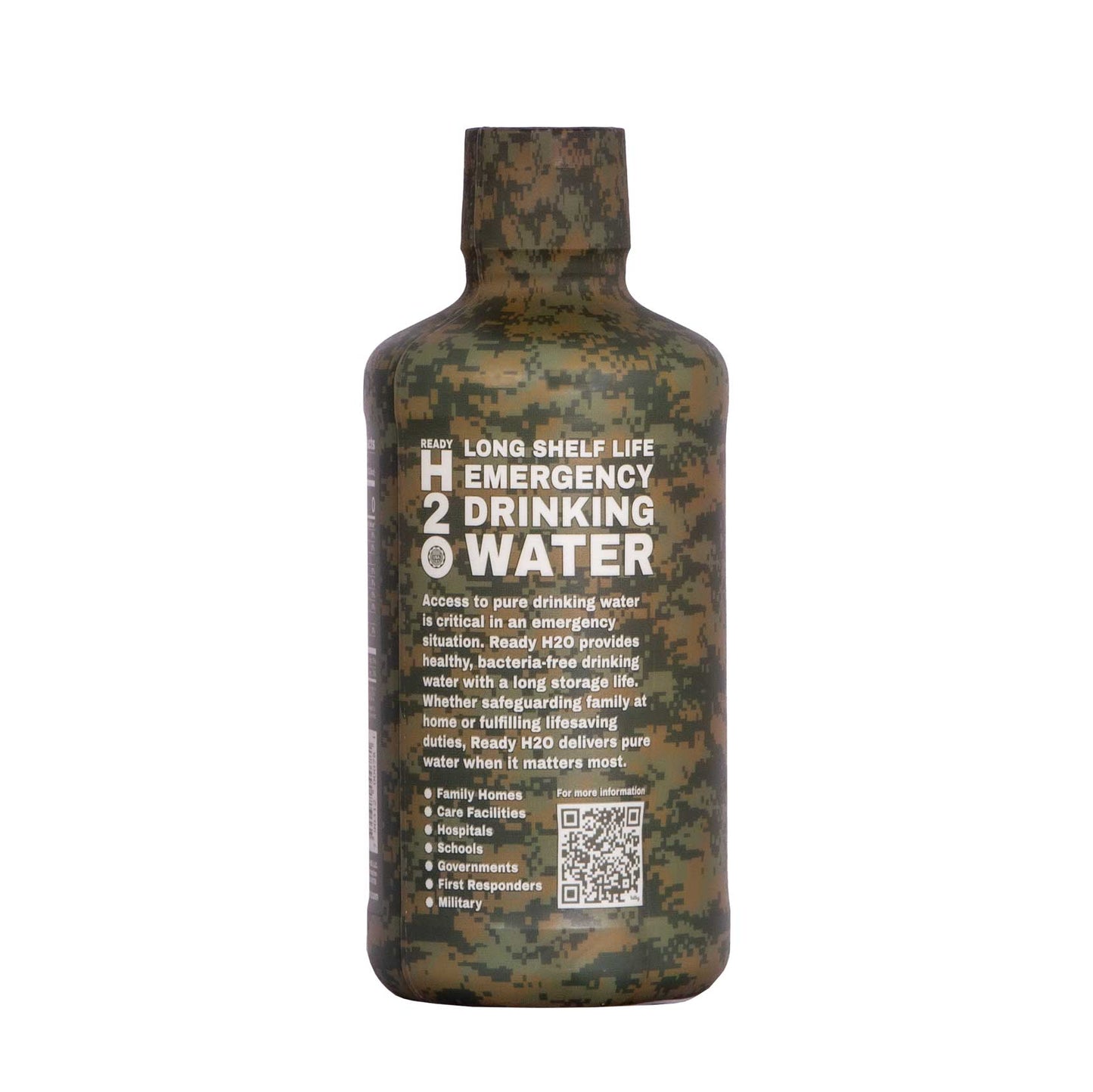 Special Order - Emergency Drinking Water - Bacteria Free - 20 yr - 1 Liter Bottles - Pallet Quantity  - Camo Bottle Design