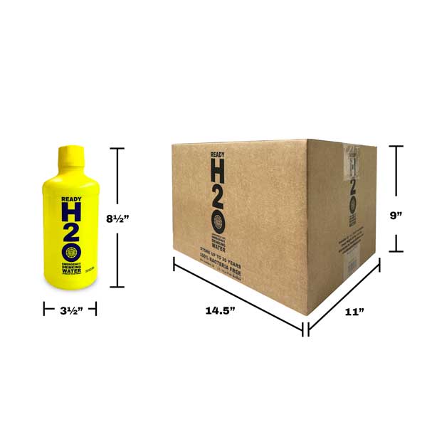 Ready H2O Emergency Drinking Water 12 pack Product Dimension