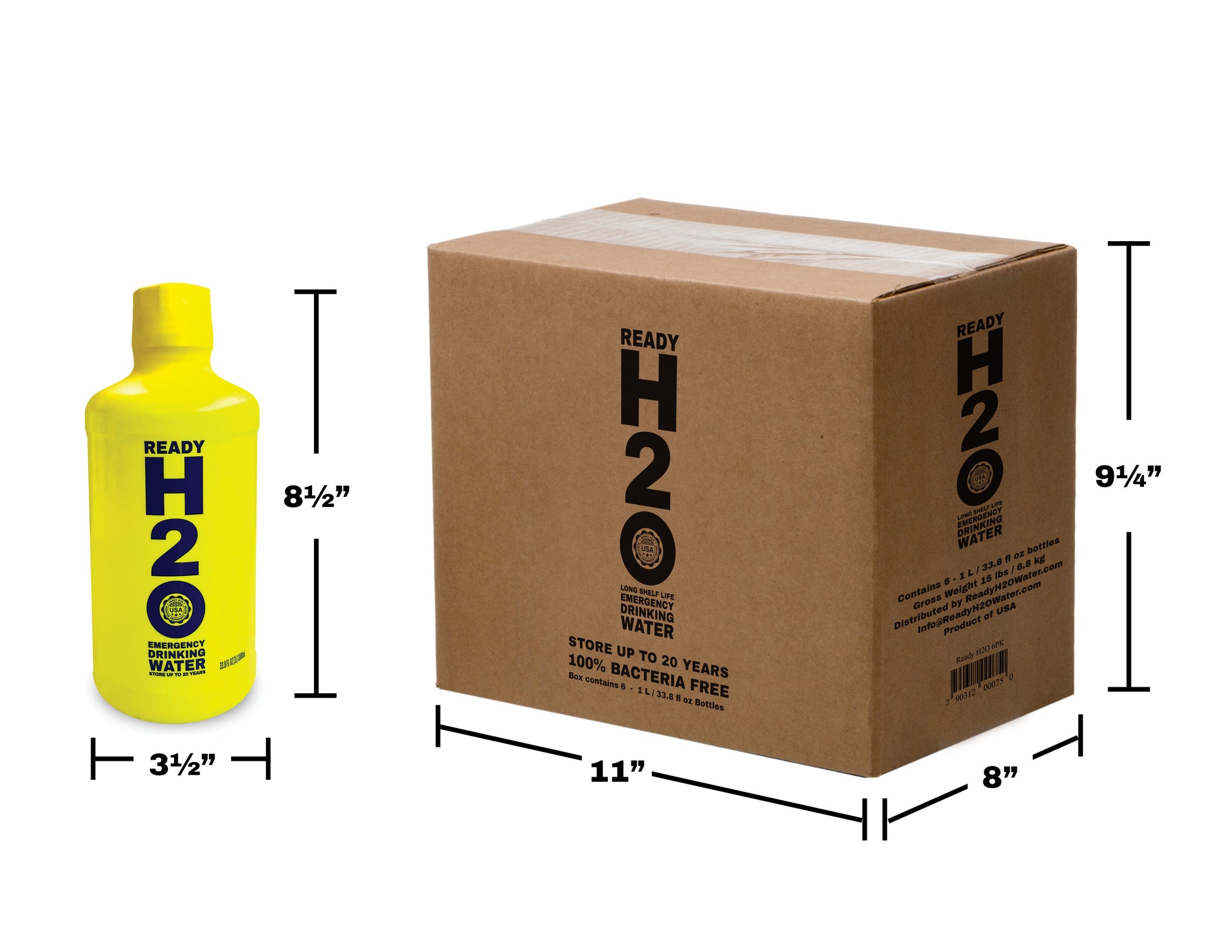 ready h2o water bacteria free water shipped carton convenient product dimensions